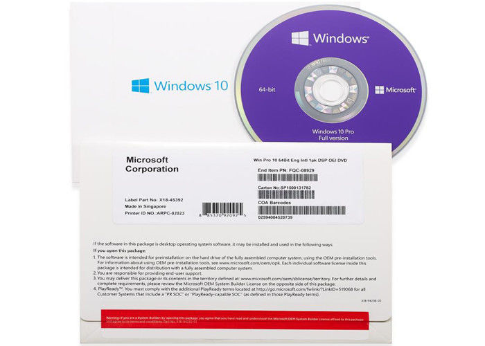 Attivazione online del pro di codice chiave di Windows 10 del computer portatile del computer dell'OEM 64 dei bit pacchetto di DVD